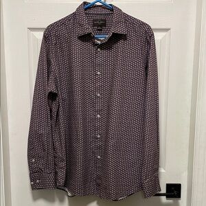 Black Brown 1826 | Purple | Printed | Geometric | Button Down | Shirt | Size L